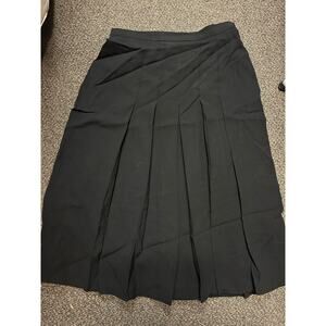 Vintage Jaeger Black Zip Up Pleated Skirt, Size 12